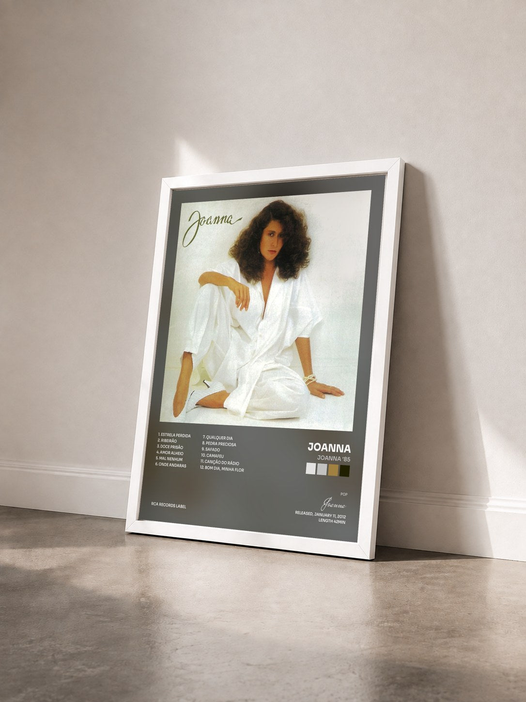 #blanc Tableau de l'album Joanna '85 de Joanna vu de trois quarts, cadre blanc