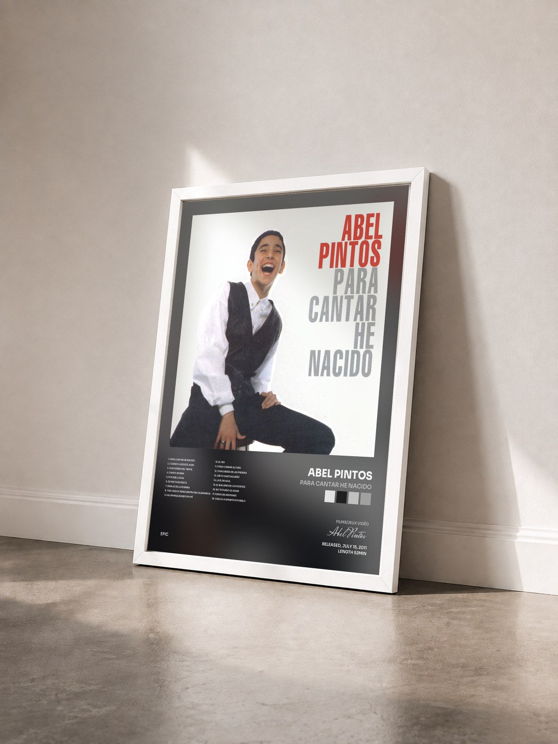 #blanc Tableau de l'album Para Cantar He Nacido de Abel Pintos vu de trois quarts, cadre blanc