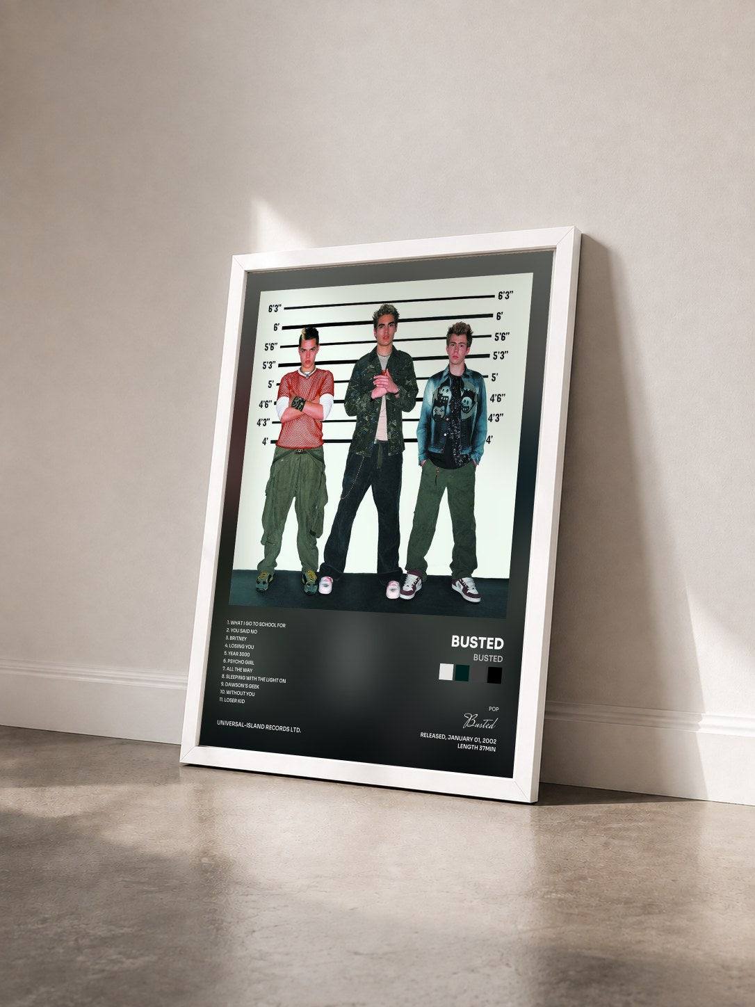 #blanc Tableau de l'album Busted de Busted vu de trois quarts, cadre blanc