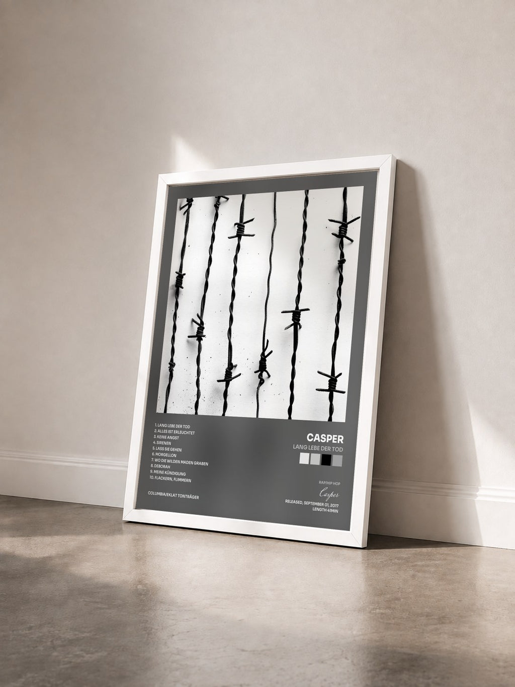 #blanc Tableau de l'album Lang lebe der Tod de Casper vu de trois quarts, cadre blanc
