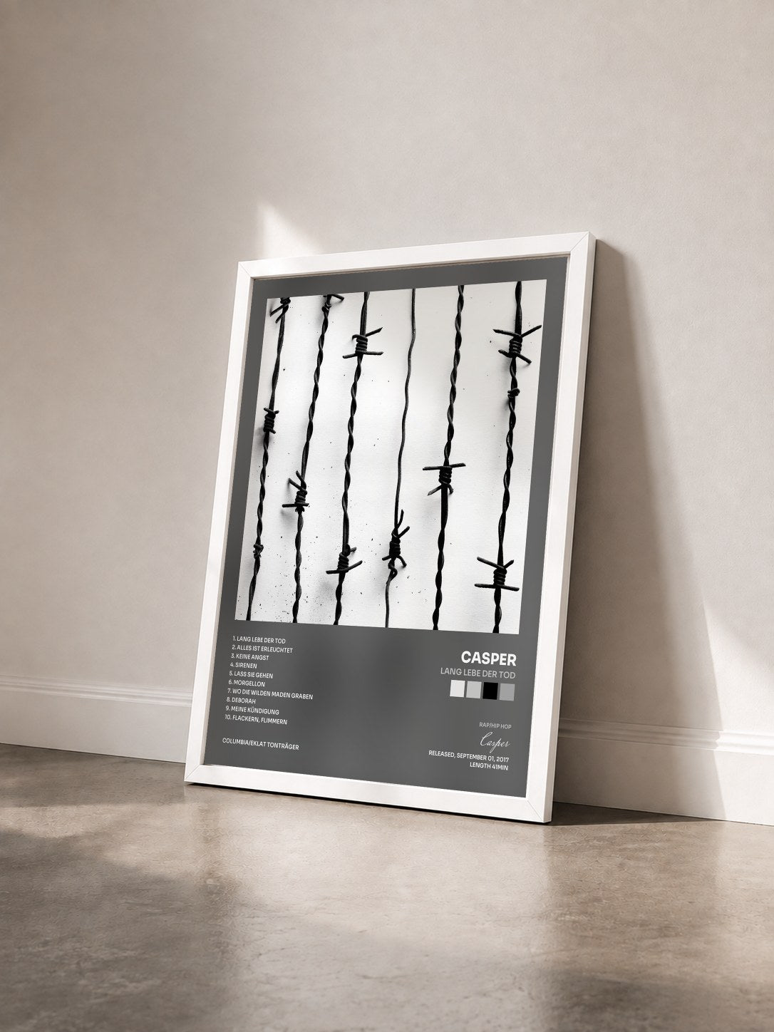 #blanc Tableau de l'album Lang lebe der Tod de Casper vu de trois quarts, cadre blanc