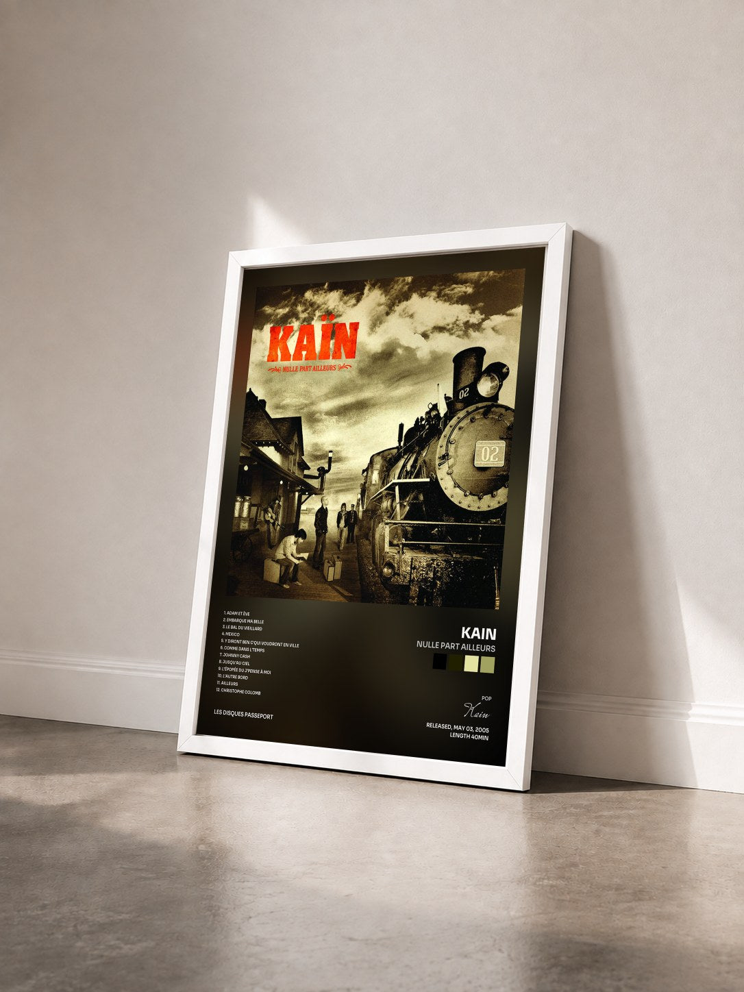 #blanc Tableau de l'album Nulle part ailleurs de Kain vu de trois quarts, cadre blanc