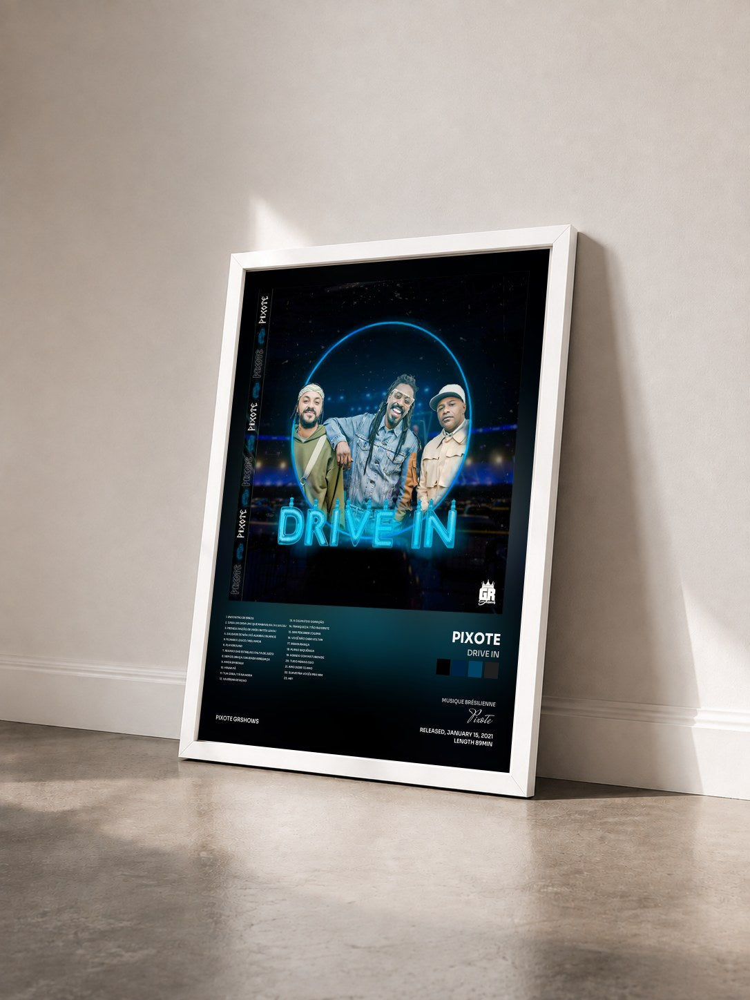 #blanc Tableau de l'album Drive In de Pixote vu de trois quarts, cadre blanc