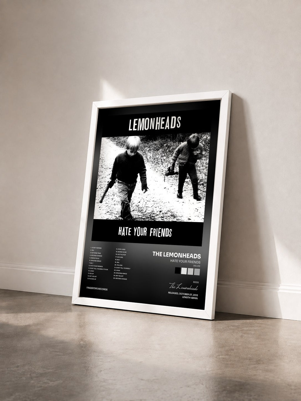 #blanc Hate Your Friends (Deluxe) by The Lemonheads as a framed art print seen at an angle, white frame