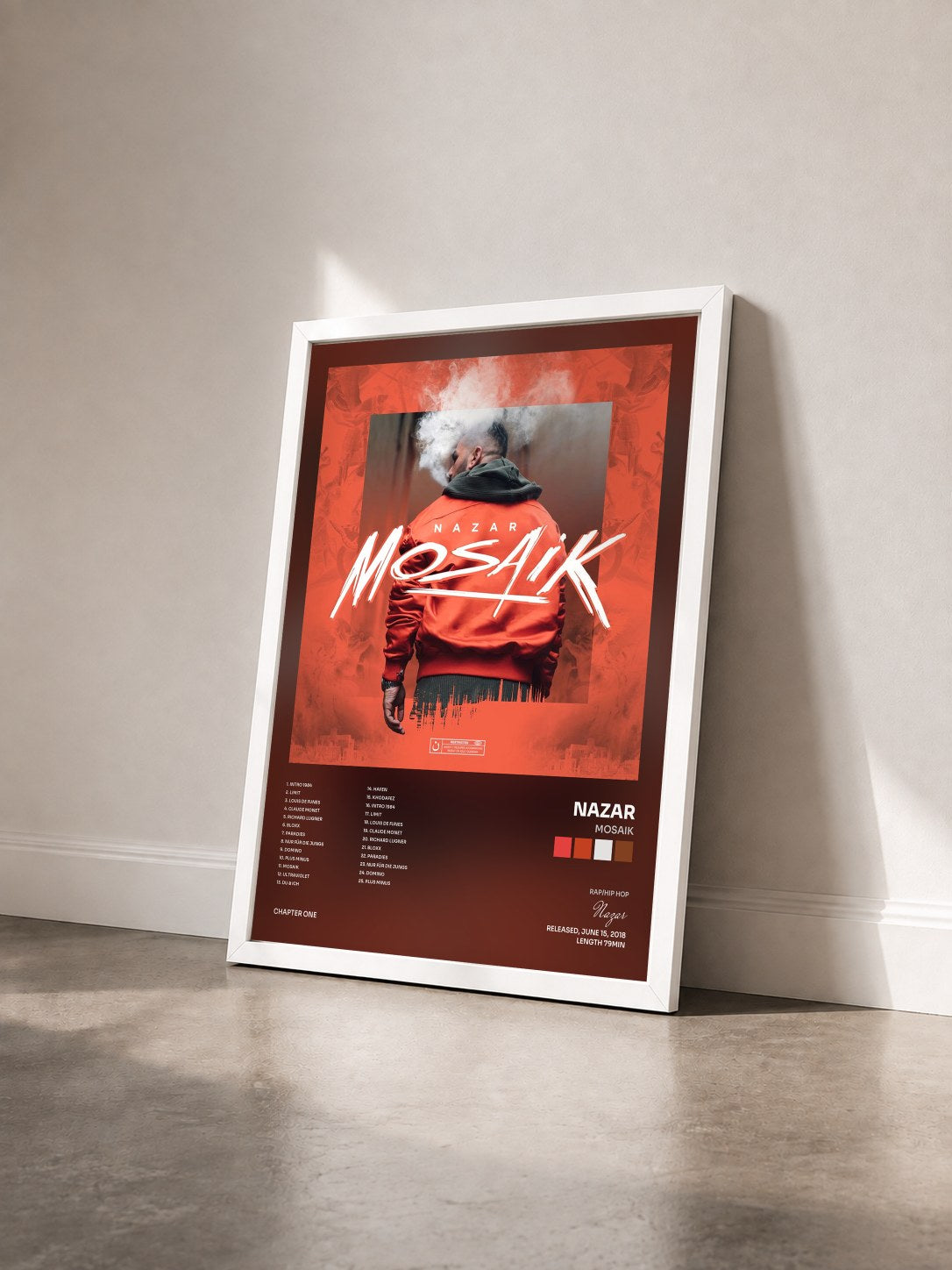 #blanc Tableau de l'album Mosaik de Nazar vu de trois quarts, cadre blanc