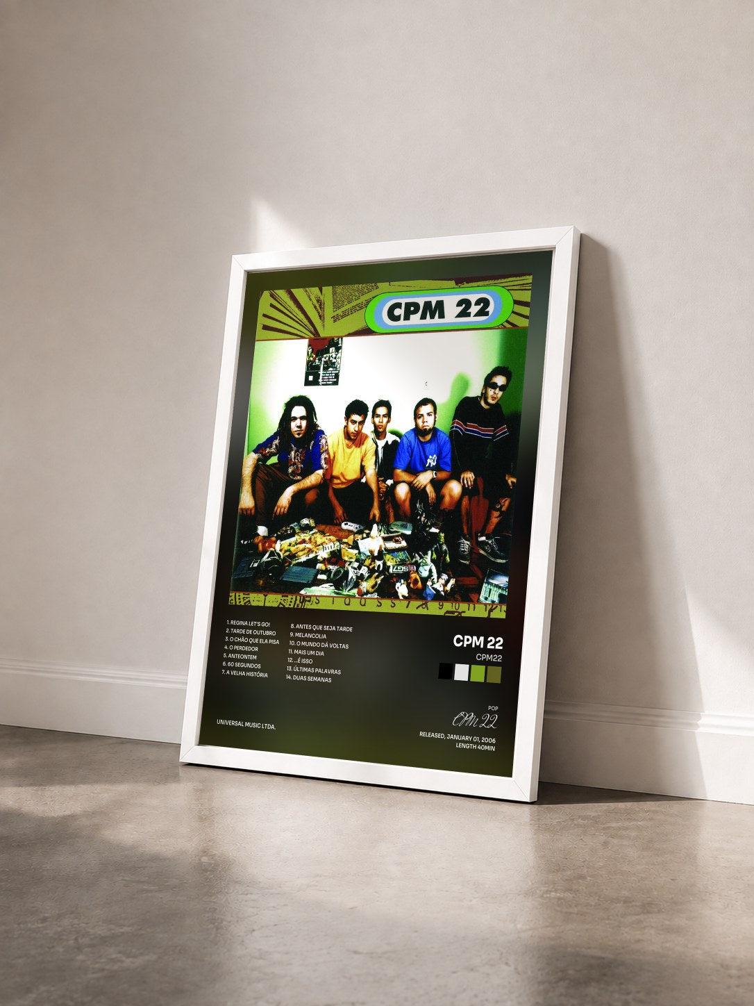 #blanc Tableau de l'album CPM22 de CPM 22 vu de trois quarts, cadre blanc
