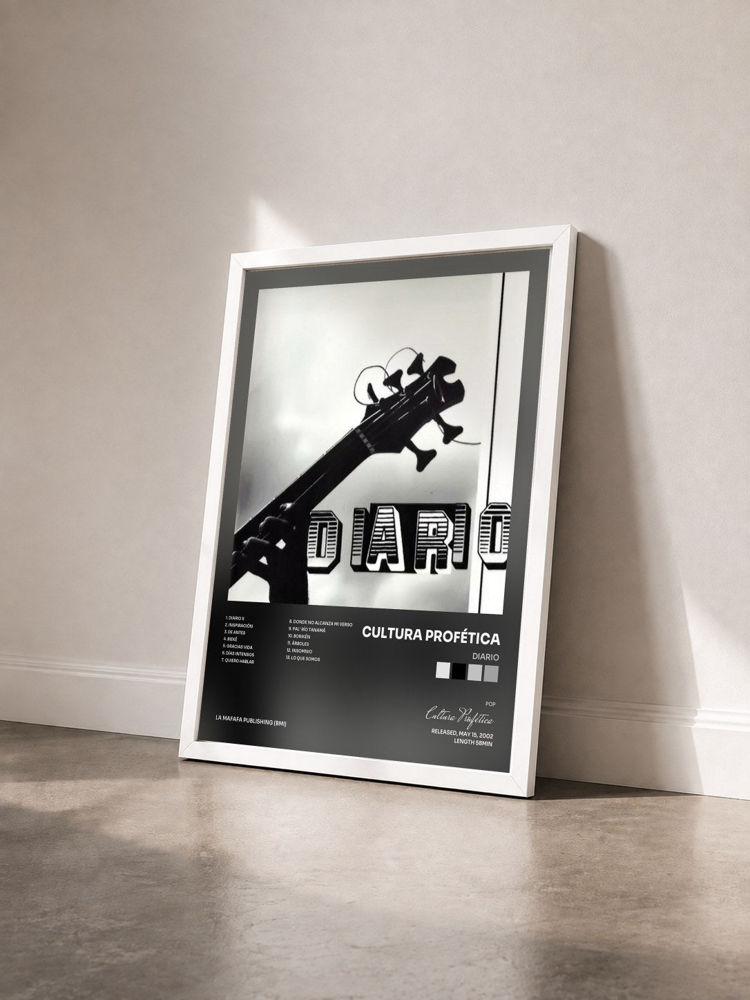 #blanc Tableau de l'album Diario de Cultura Profética vu de trois quarts, cadre blanc