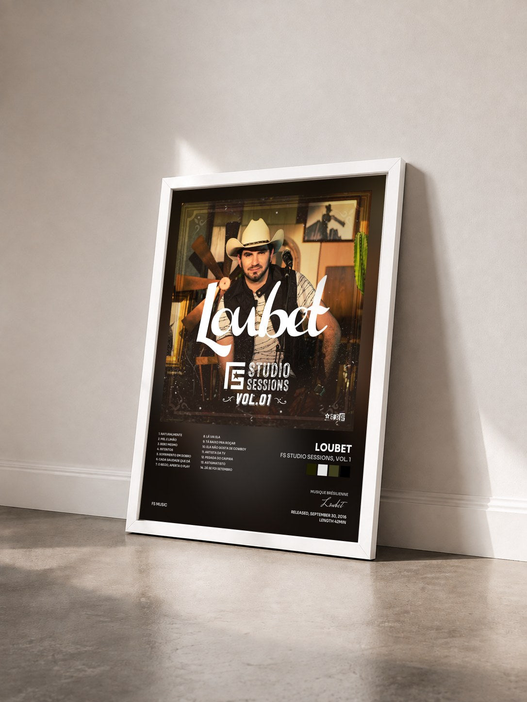 #blanc Tableau de l'album Fs Studio Sessions, Vol. 1 de Loubet vu de trois quarts, cadre blanc