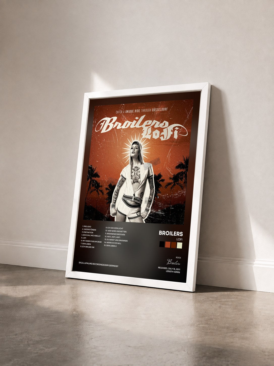 #blanc Tableau de l'album LoFi de Broilers vu de trois quarts, cadre blanc