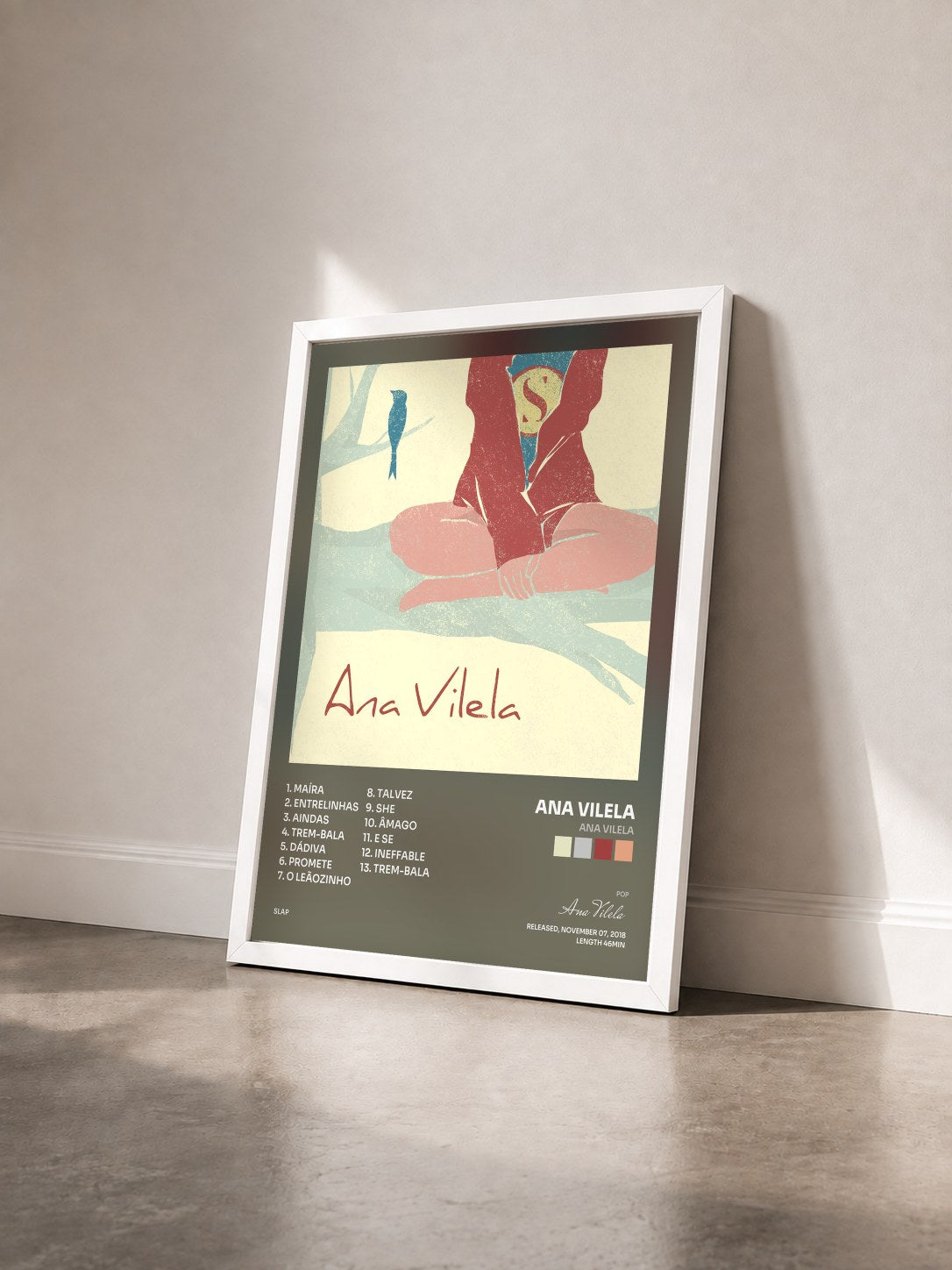 #blanc Tableau de l'album Ana Vilela de Ana Vilela vu de trois quarts, cadre blanc
