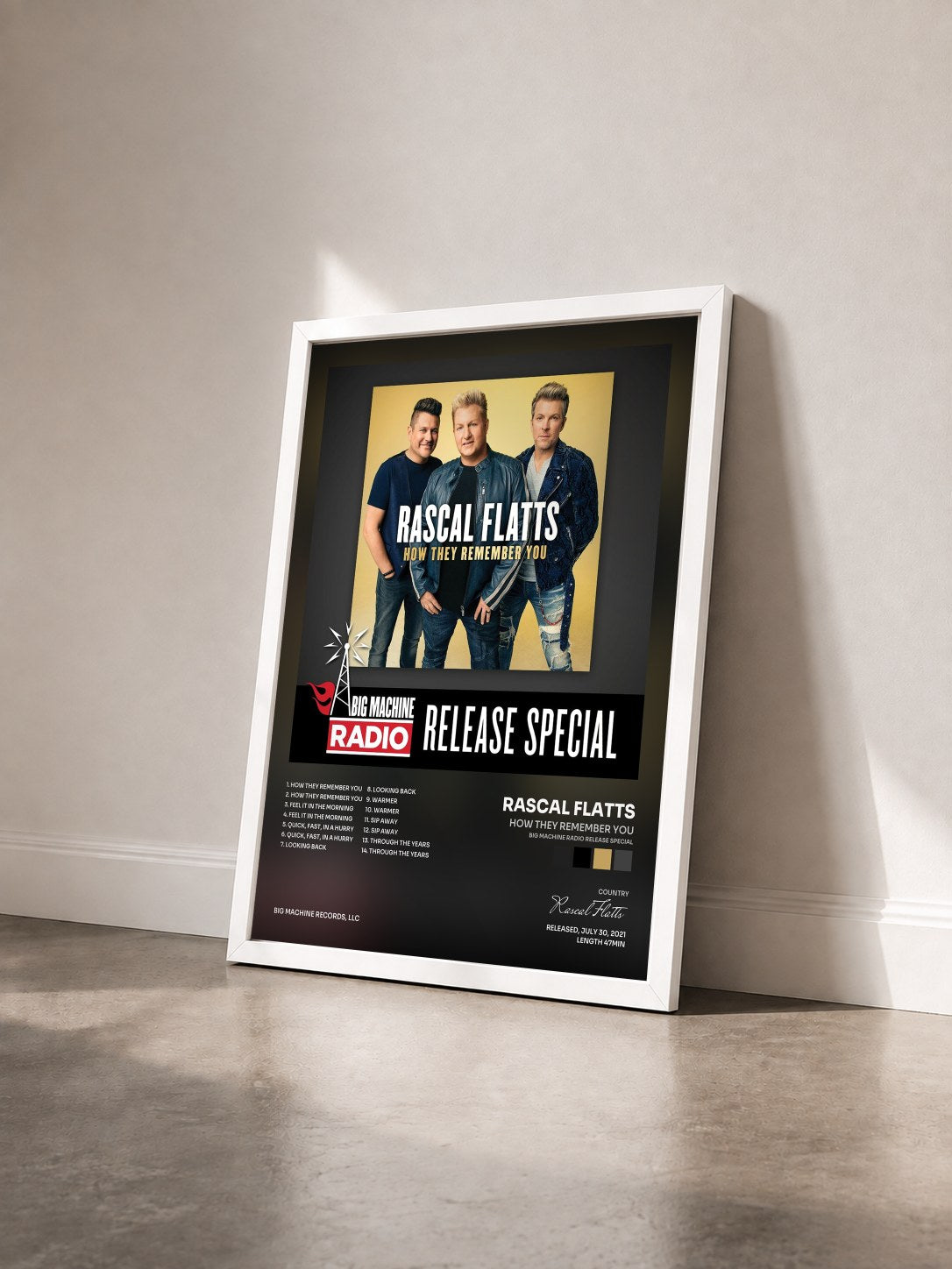 #blanc Tableau de l'album How They Remember You (Big Machine Radio Release Special) de Rascal Flatts vu de trois quarts, cadre blanc