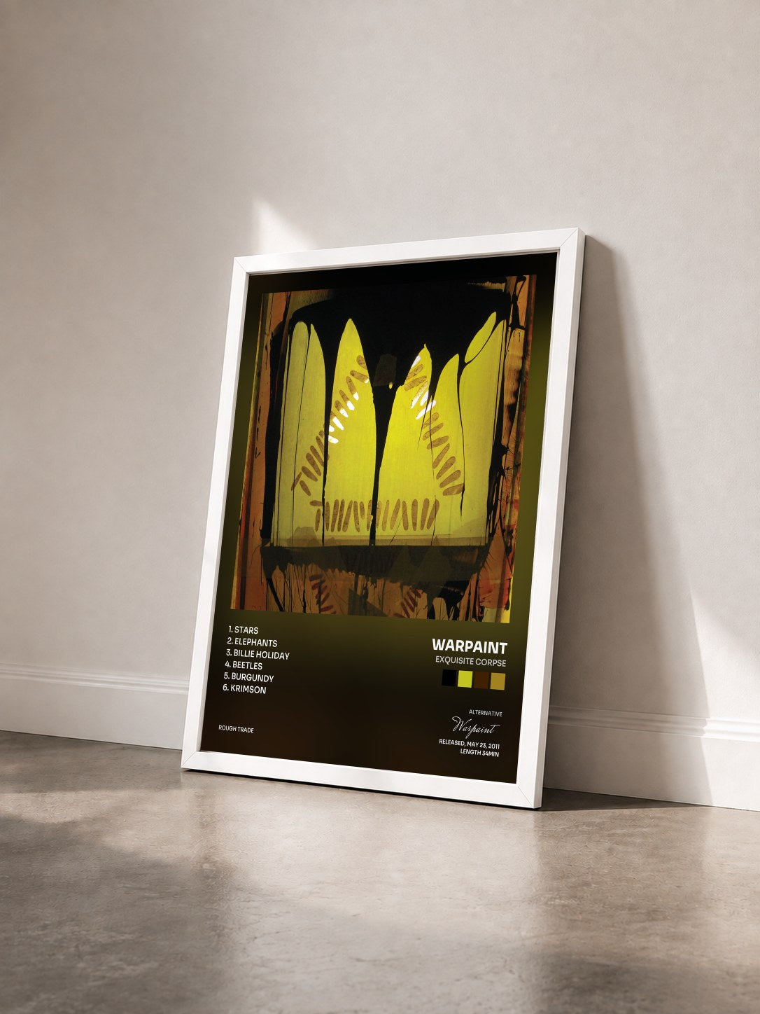 #blanc Tableau de l'album Exquisite Corpse de Warpaint vu de trois quarts, cadre blanc