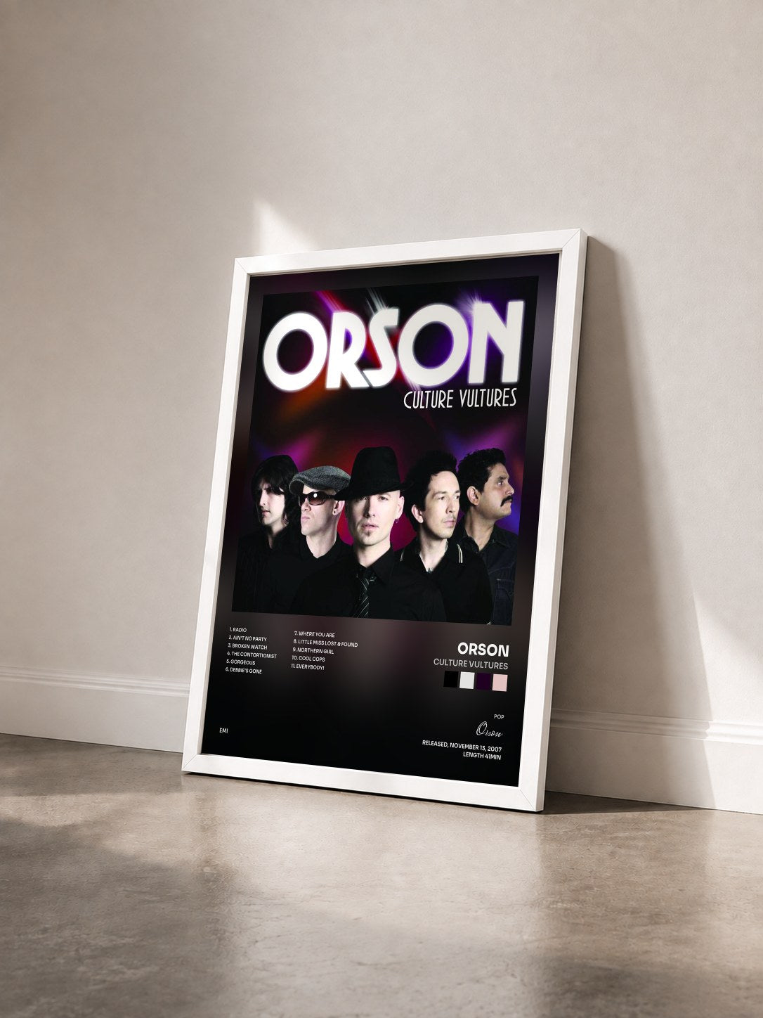 #blanc Tableau de l'album Culture Vultures de Orson vu de trois quarts, cadre blanc