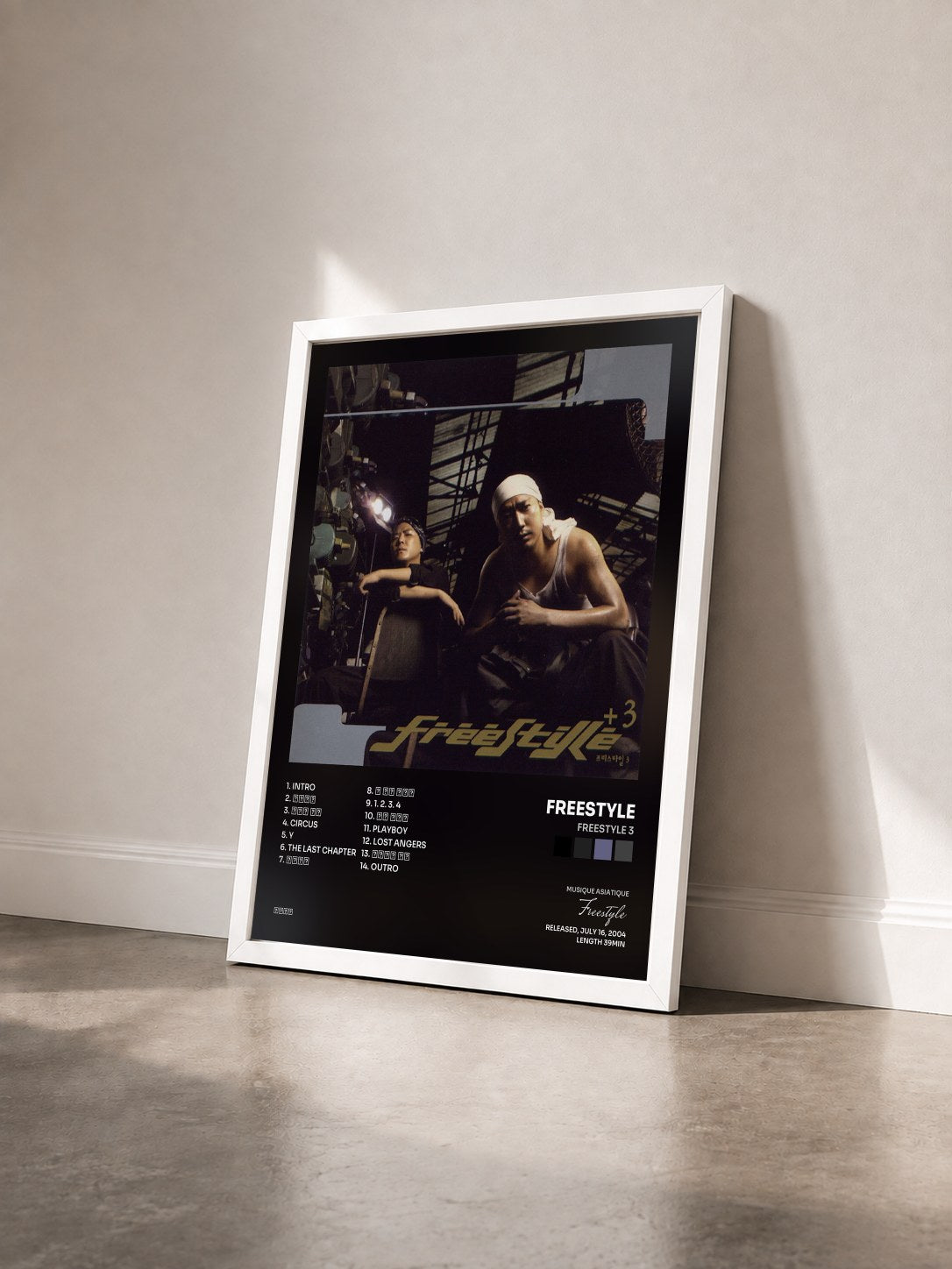 #blanc Tableau de l'album Freestyle 3 de Freestyle vu de trois quarts, cadre blanc