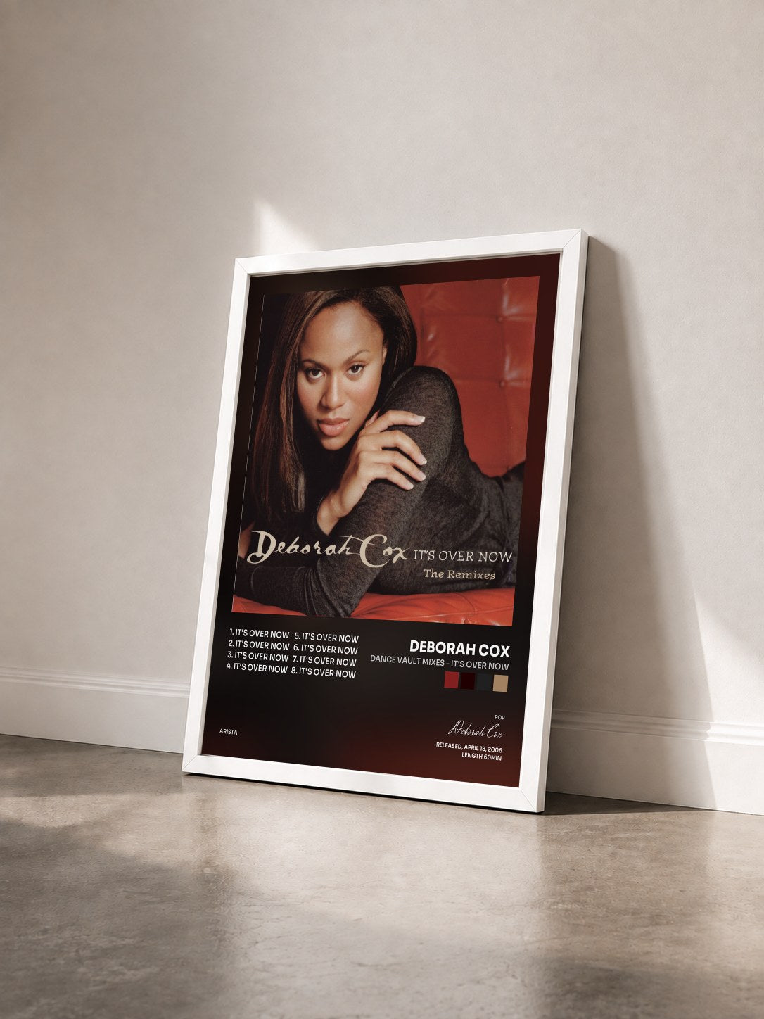 #blanc Tableau de l'album Dance Vault Mixes - It's Over Now de Deborah Cox vu de trois quarts, cadre blanc