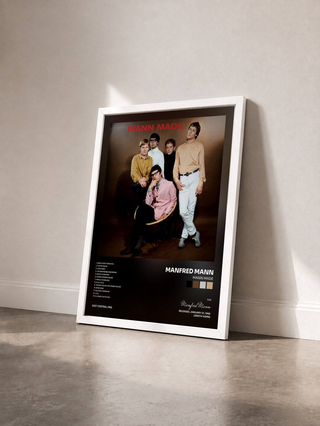#blanc Tableau de l'album Mann Made de Manfred Mann vu de trois quarts, cadre blanc