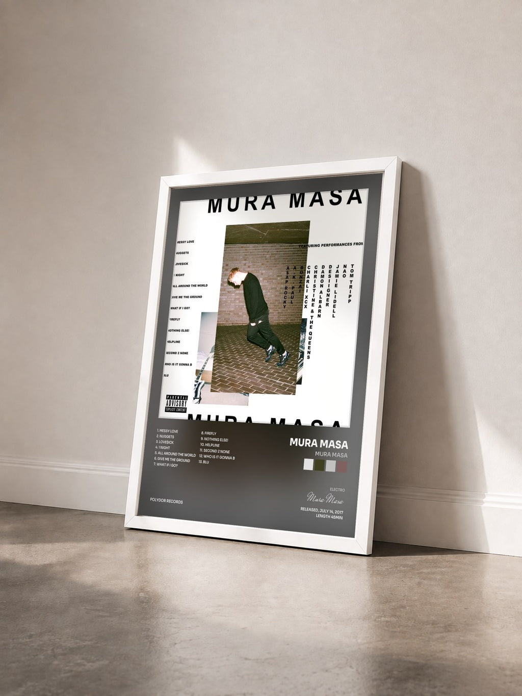 #blanc Tableau de l'album Mura Masa de Mura Masa vu de trois quarts, cadre blanc