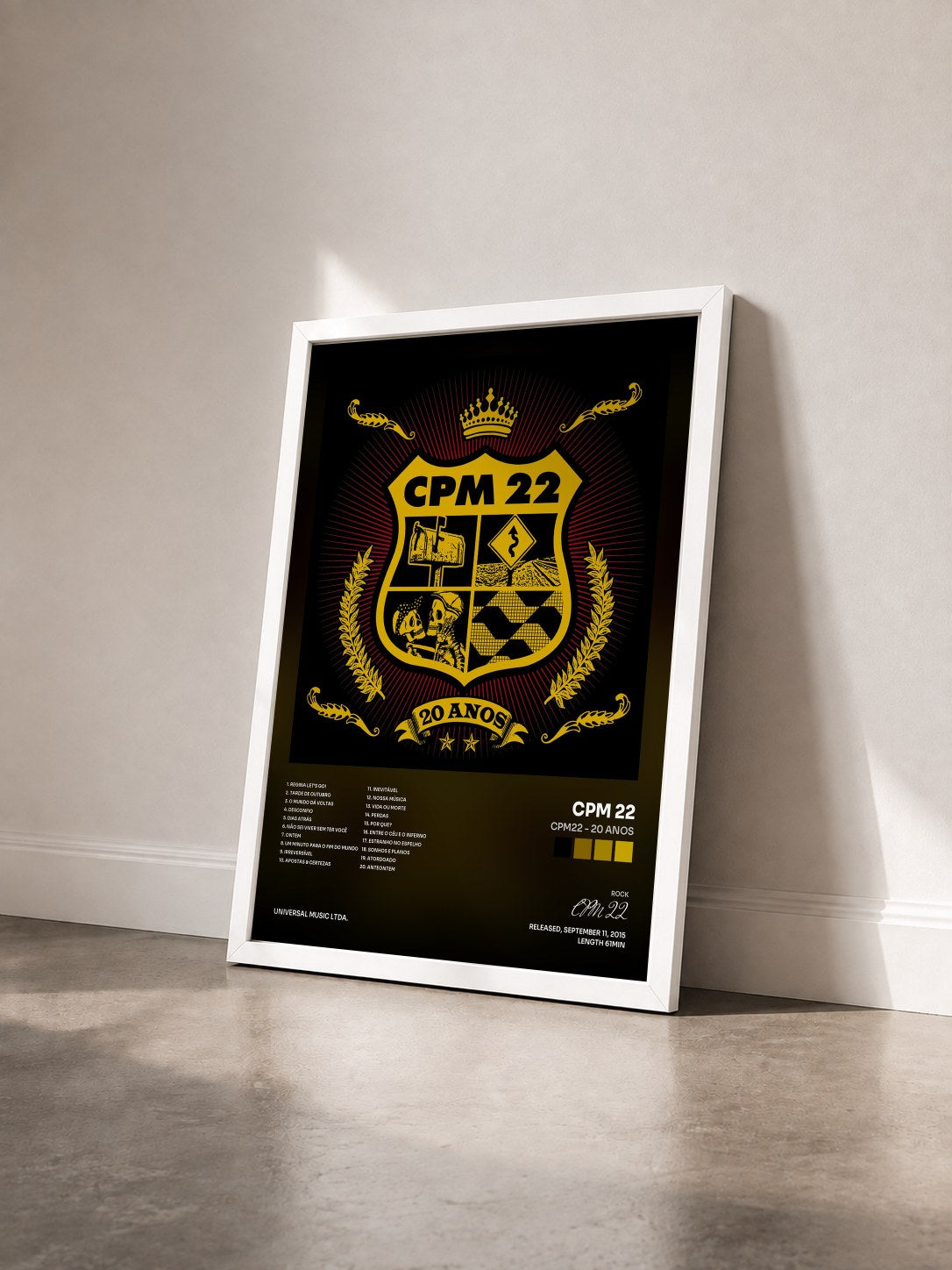 #blanc Tableau de l'album CPM22 - 20 Anos de CPM 22 vu de trois quarts, cadre blanc