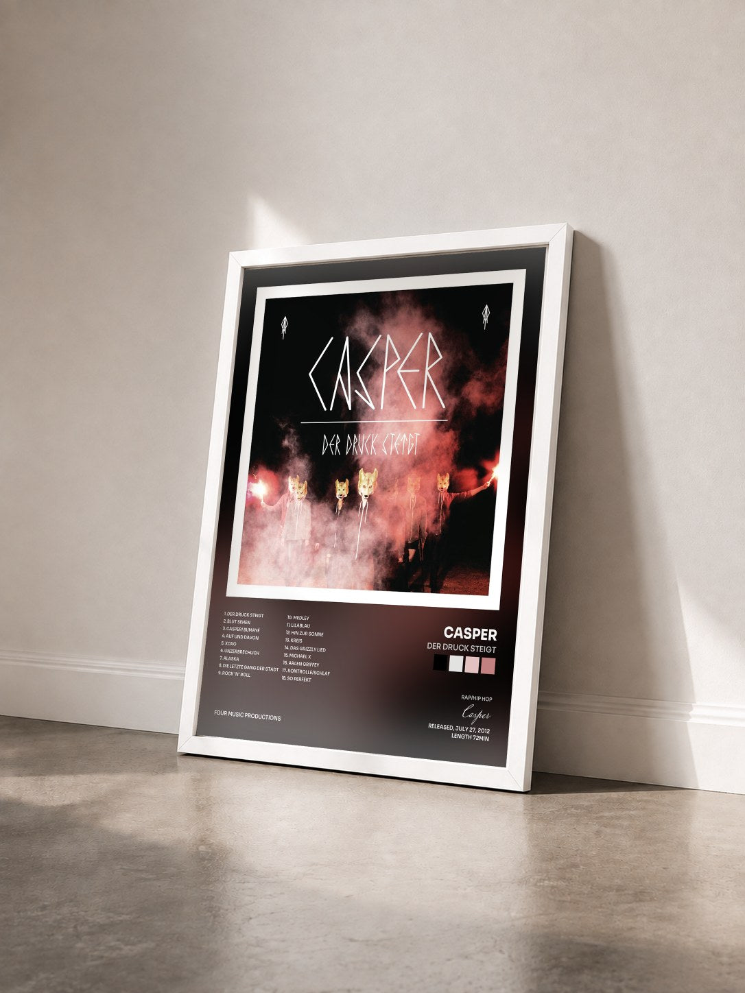 #blanc Tableau de l'album Der Druck steigt de Casper vu de trois quarts, cadre blanc