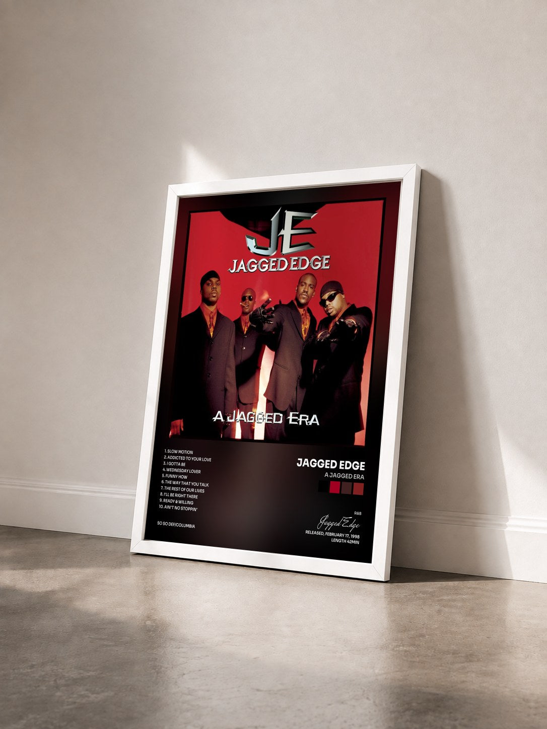 #blanc Tableau de l'album A Jagged Era de Jagged Edge vu de trois quarts, cadre blanc