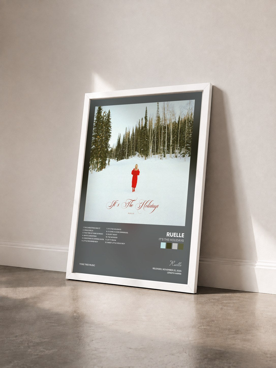 #blanc Tableau de l'album It's The Holidays de Ruelle vu de trois quarts, cadre blanc