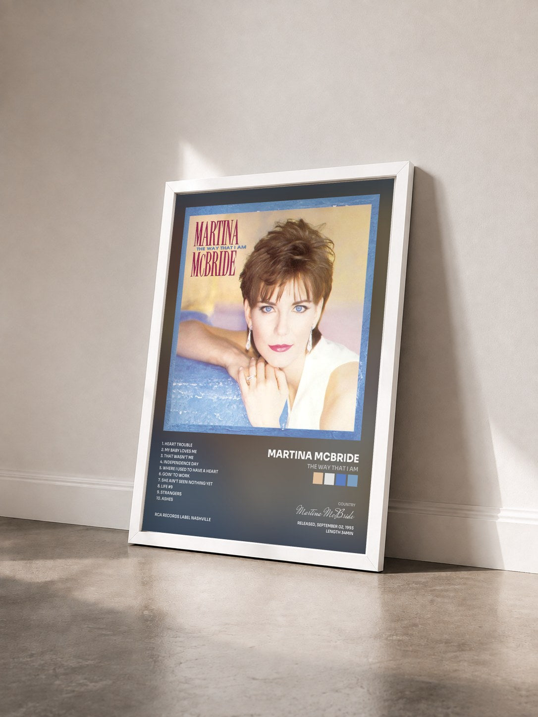 #blanc Tableau de l'album The Way That I Am de Martina McBride vu de trois quarts, cadre blanc