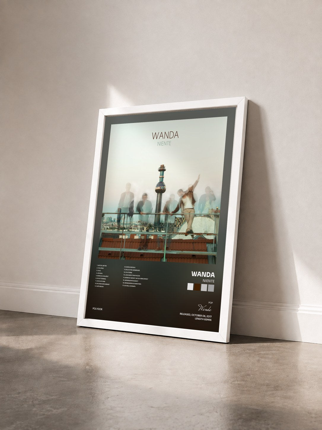 #blanc Tableau de l'album Niente de Wanda vu de trois quarts, cadre blanc