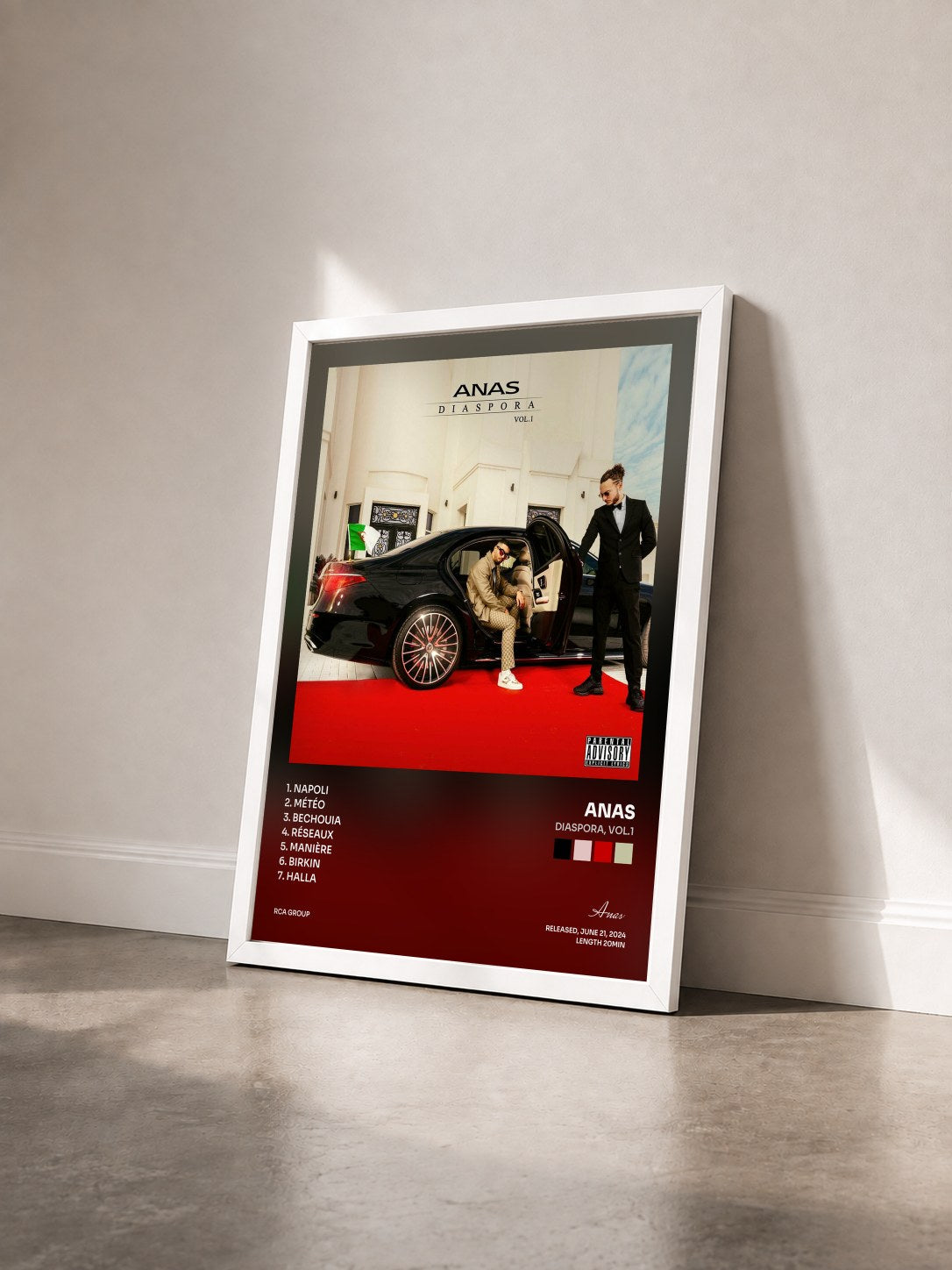 #blanc Tableau de l'album Diaspora, Vol.1 de Anas vu de trois quarts, cadre blanc