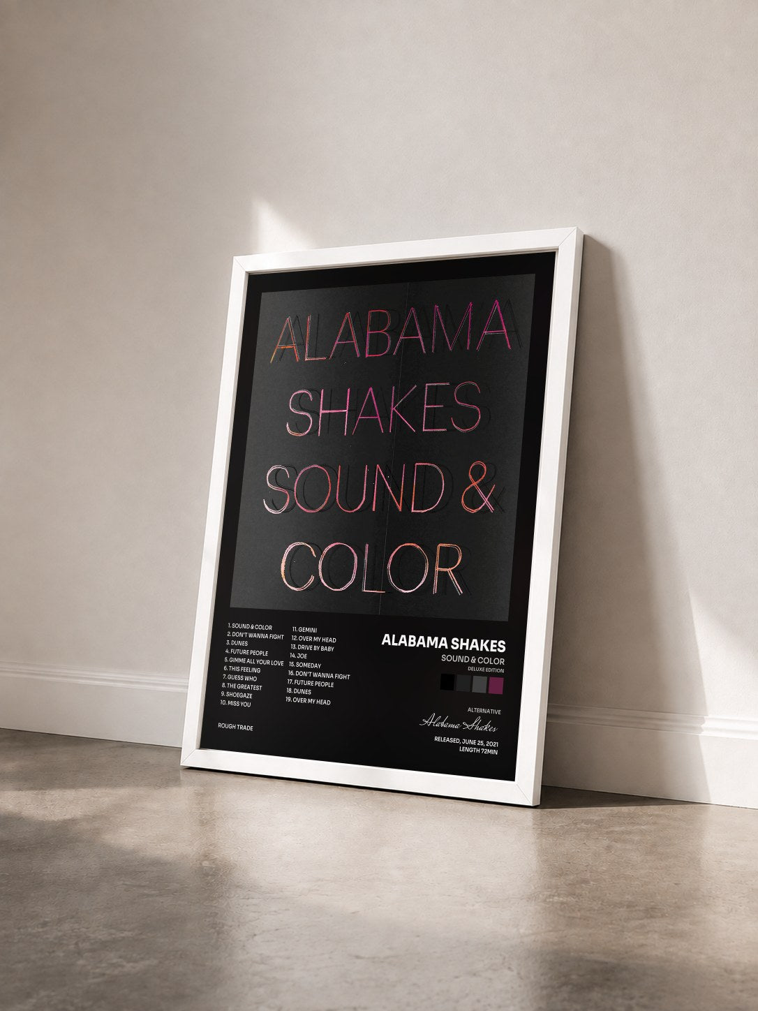 #blanc Tableau de l'album Sound & Color (Deluxe Edition) de Alabama Shakes vu de trois quarts, cadre blanc