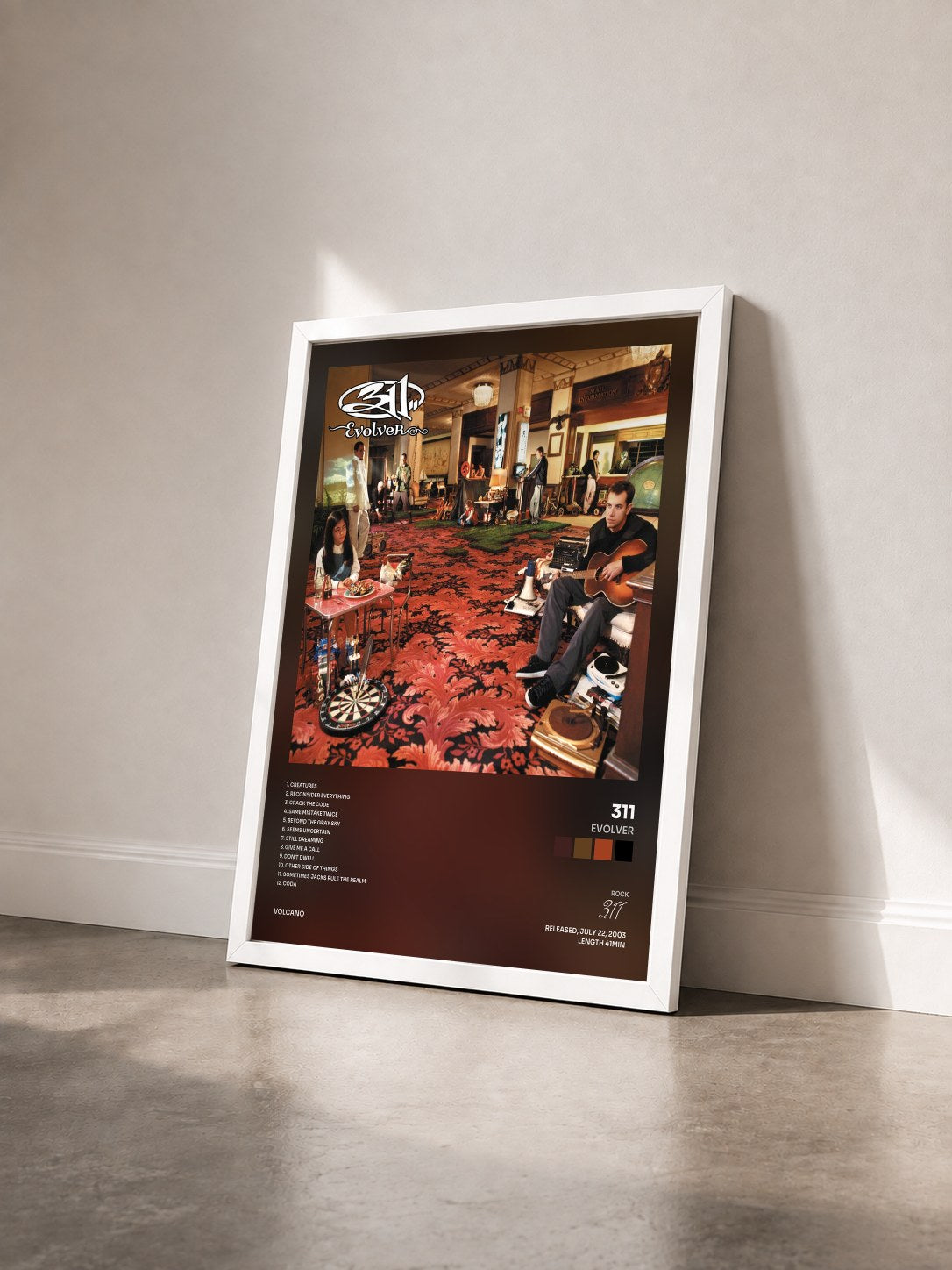 #blanc Tableau de l'album Evolver de 311 vu de trois quarts, cadre blanc