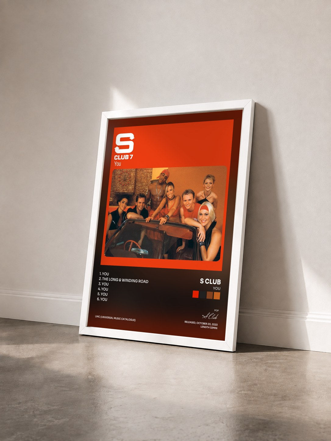 #blanc Tableau de l'album You de S Club vu de trois quarts, cadre blanc