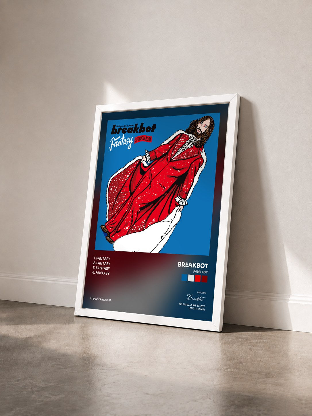 #blanc Tableau de l'album Fantasy de Breakbot vu de trois quarts, cadre blanc