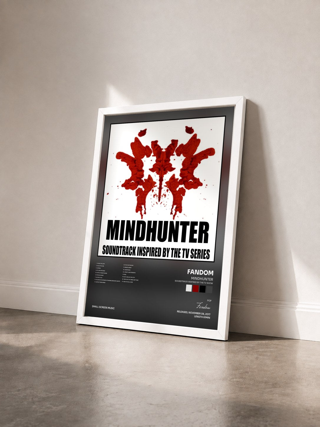 #blanc Tableau de l'album Mindhunter (Soundtrack Inspired by the TV Show) de Fandom vu de trois quarts, cadre blanc