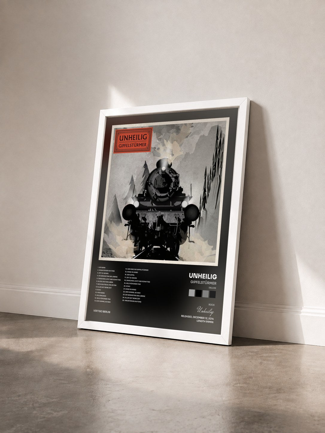 #blanc Tableau de l'album Gipfelstürmer (Deluxe) de Unheilig vu de trois quarts, cadre blanc
