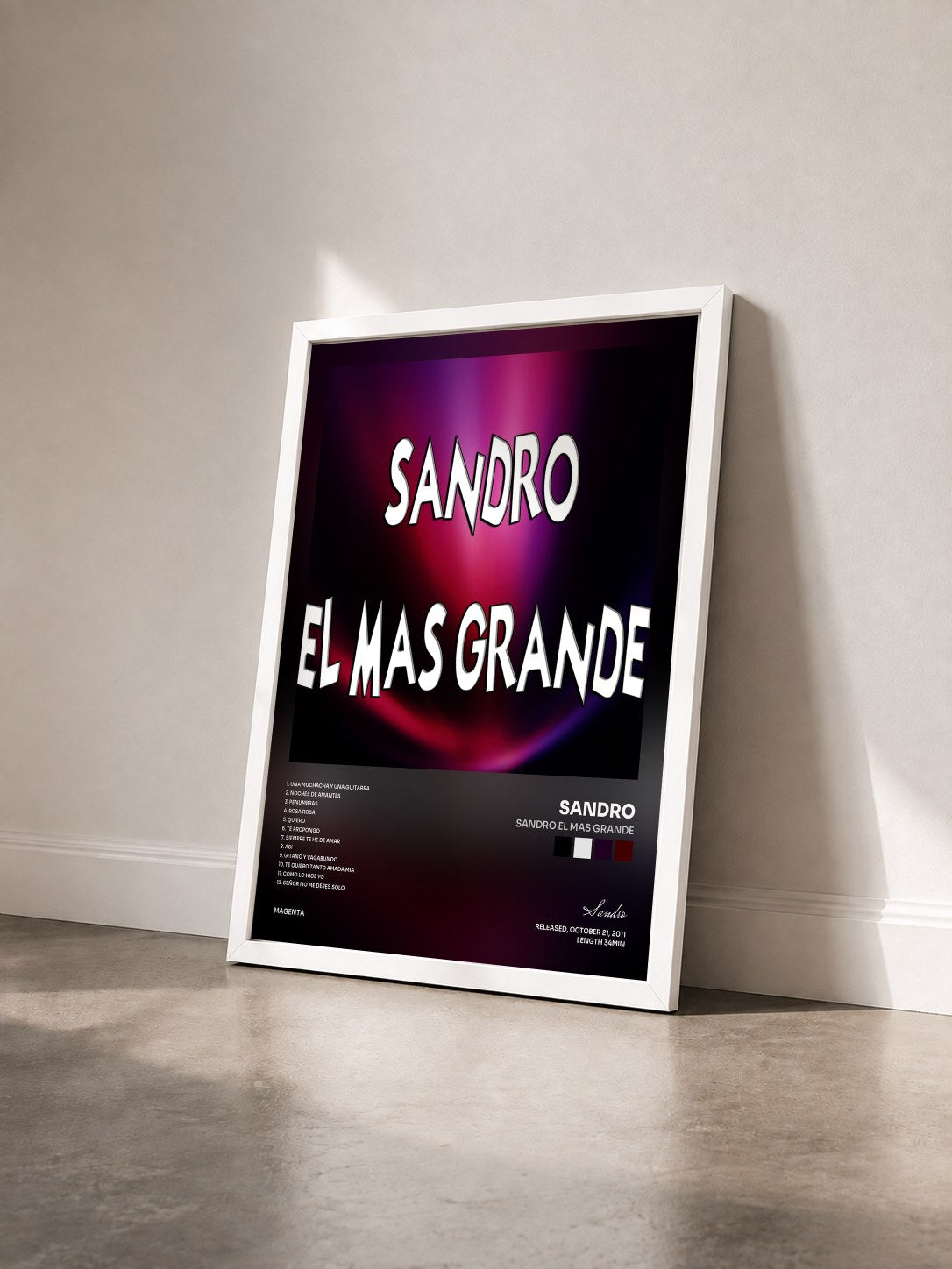 #blanc Tableau de l'album Sandro el mas grande de Sandro vu de trois quarts, cadre blanc