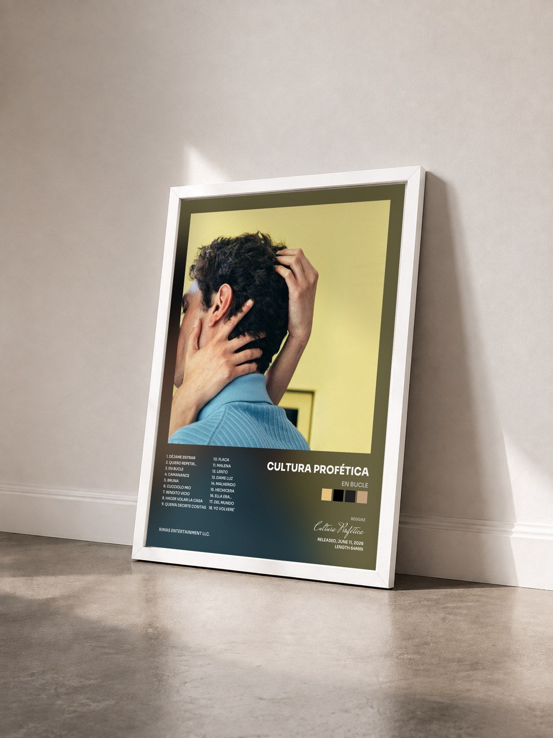 #blanc Tableau de l'album En bucle de Cultura Profética vu de trois quarts, cadre blanc