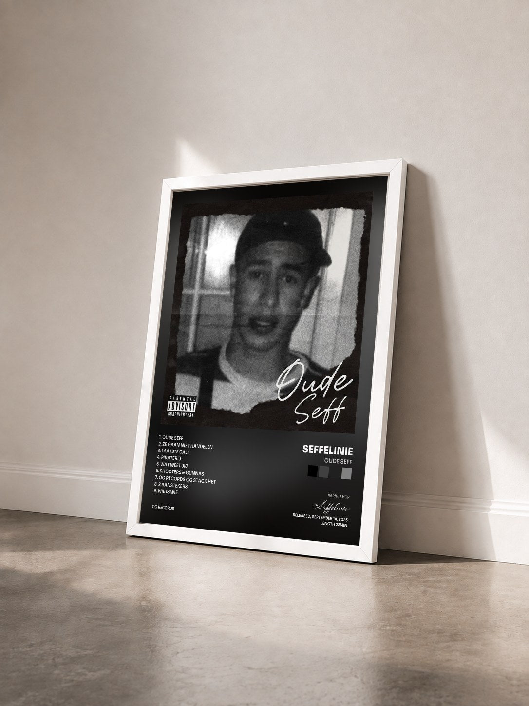 #blanc Tableau de l'album Oude Seff de Seffelinie vu de trois quarts, cadre blanc