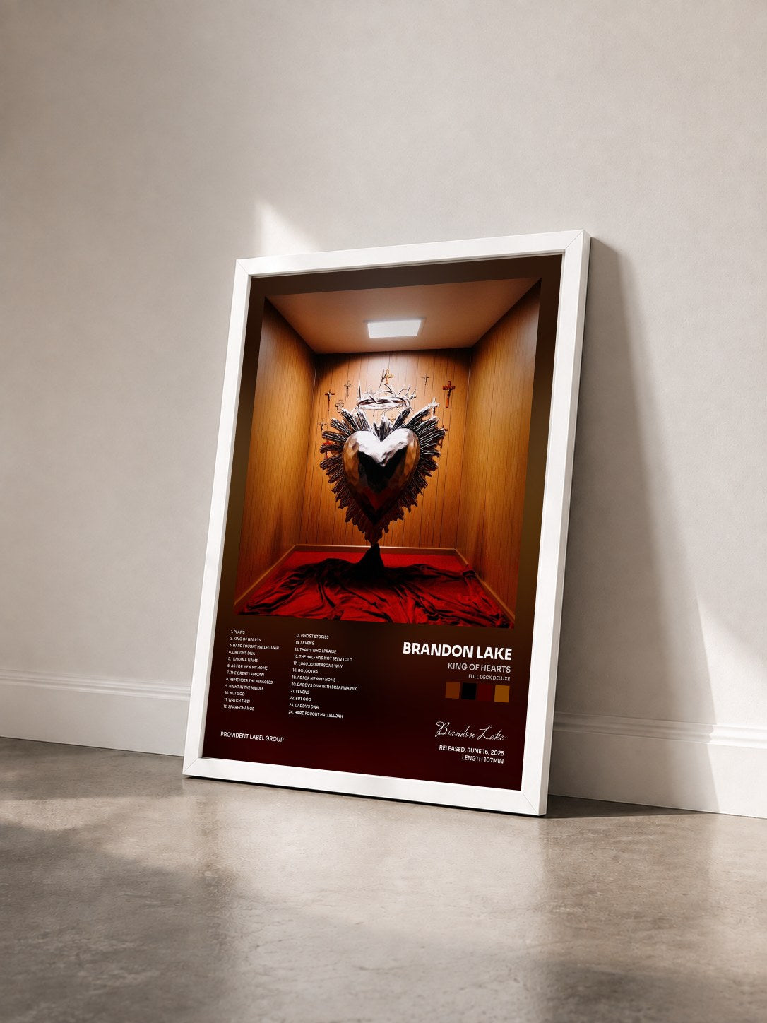 #blanc Tableau de l'album King Of Hearts (Full Deck Deluxe) de Brandon Lake vu de trois quarts, cadre blanc