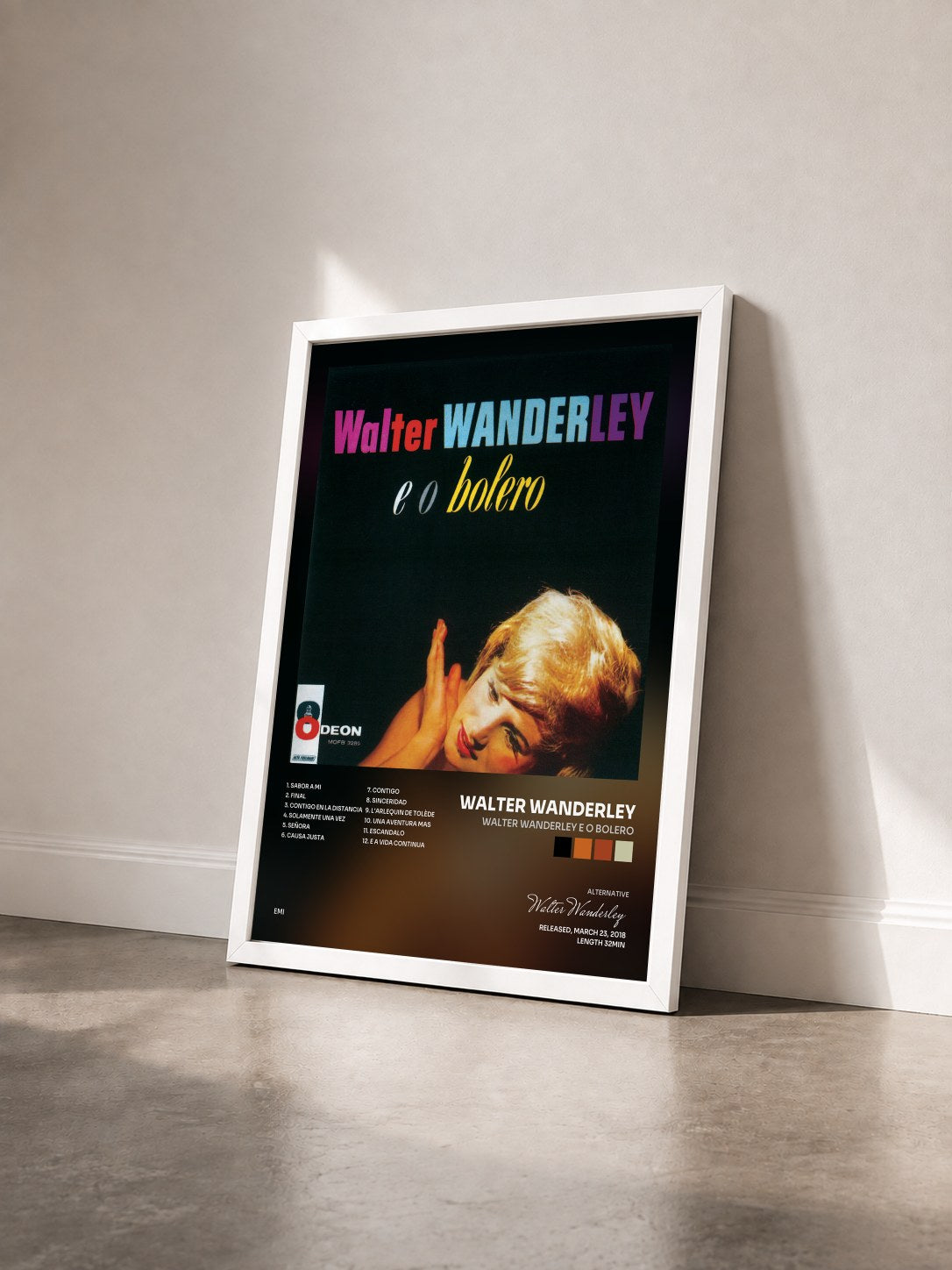 #blanc Tableau de l'album Walter Wanderley E O Bolero de Walter Wanderley vu de trois quarts, cadre blanc