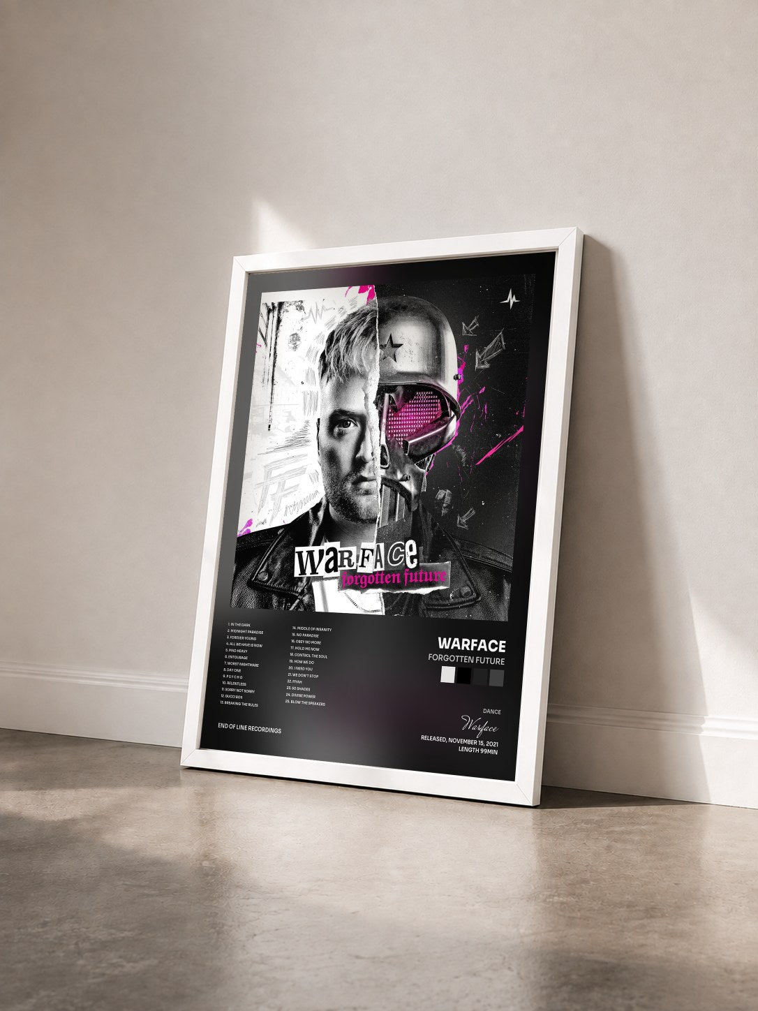 #blanc Tableau de l'album Forgotten Future de Warface vu de trois quarts, cadre blanc