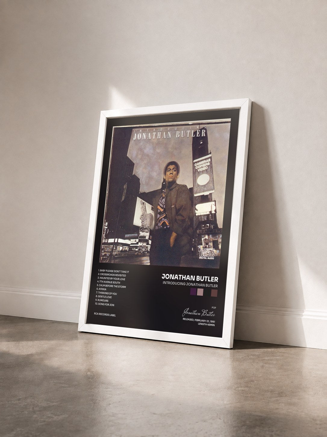 #blanc Tableau de l'album Introducing Jonathan Butler de Jonathan Butler vu de trois quarts, cadre blanc
