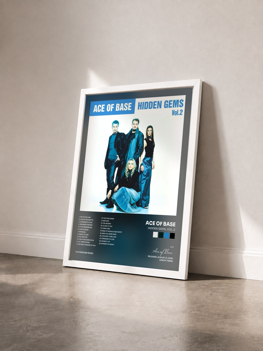 #blanc Tableau de l'album Hidden Gems, Vol. 2 de Ace of Base vu de trois quarts, cadre blanc