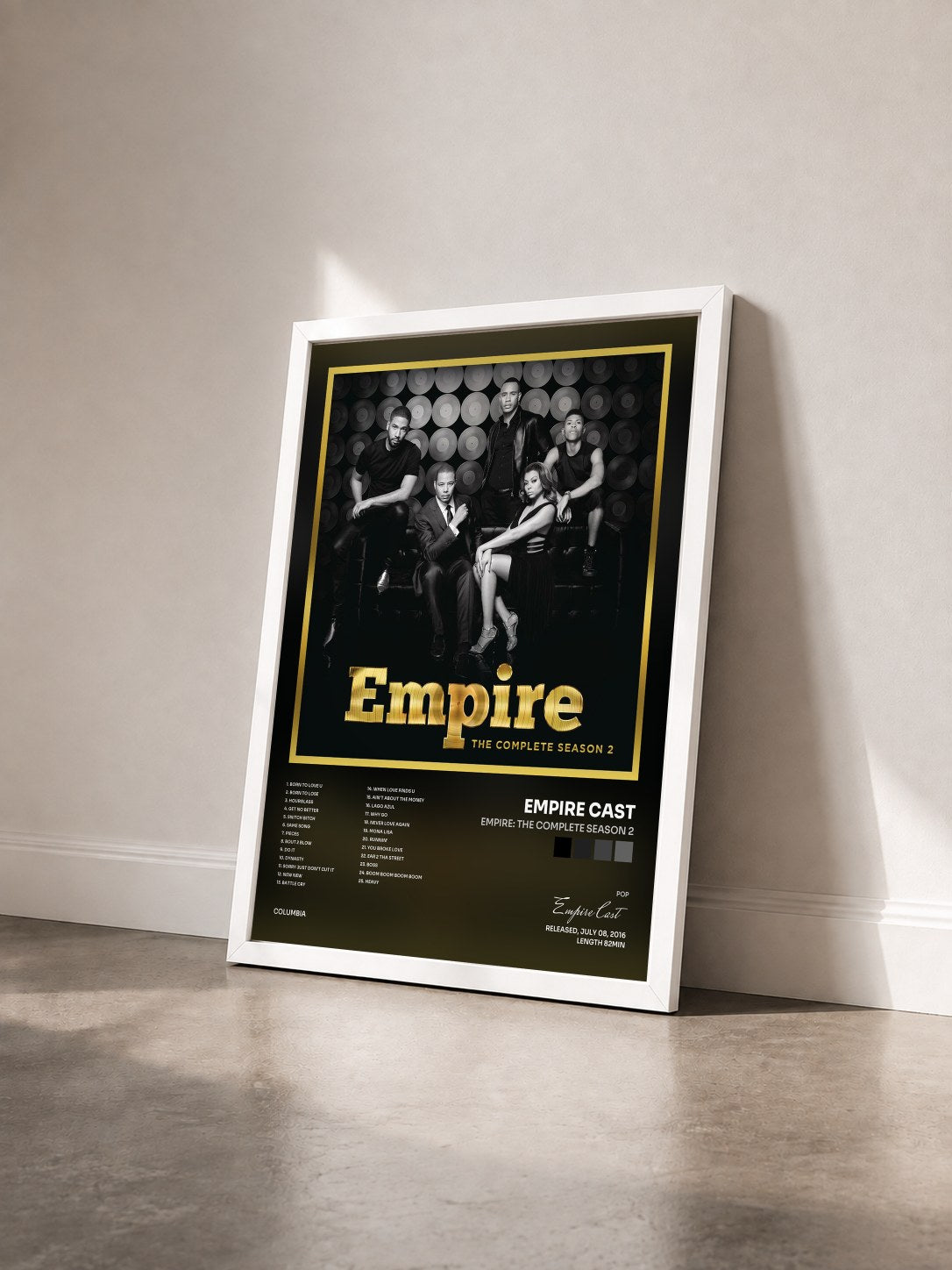 #blanc Tableau de l'album Empire: The Complete Season 2 de Empire Cast vu de trois quarts, cadre blanc