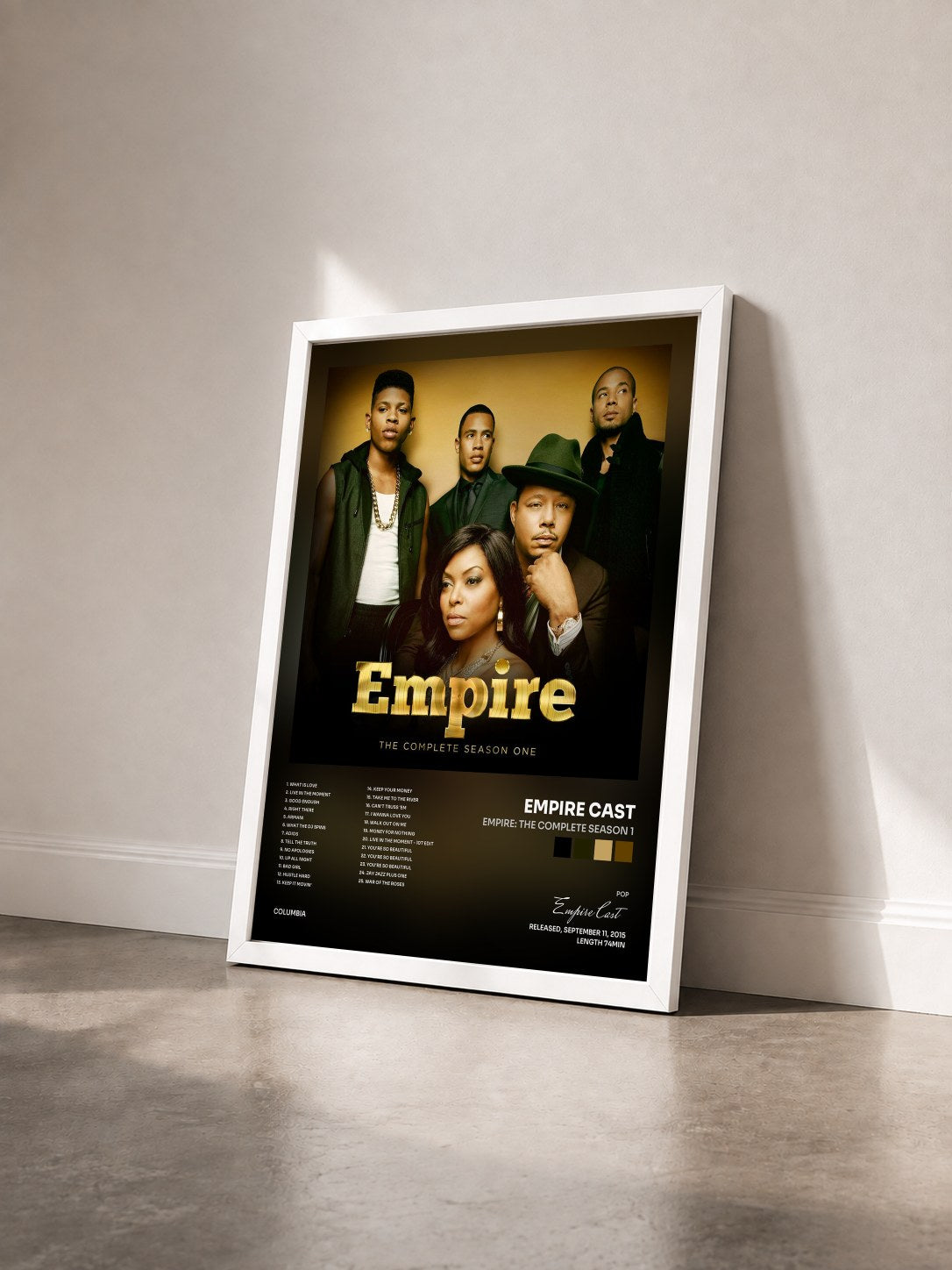#blanc Tableau de l'album Empire: The Complete Season 1 de Empire Cast vu de trois quarts, cadre blanc
