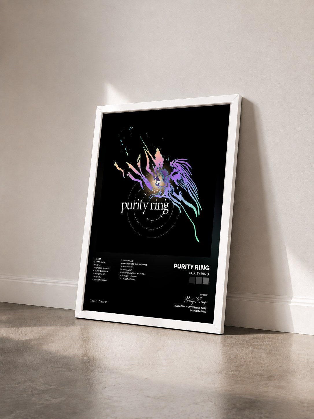 #blanc Tableau de l'album purity ring de Purity Ring vu de trois quarts, cadre blanc
