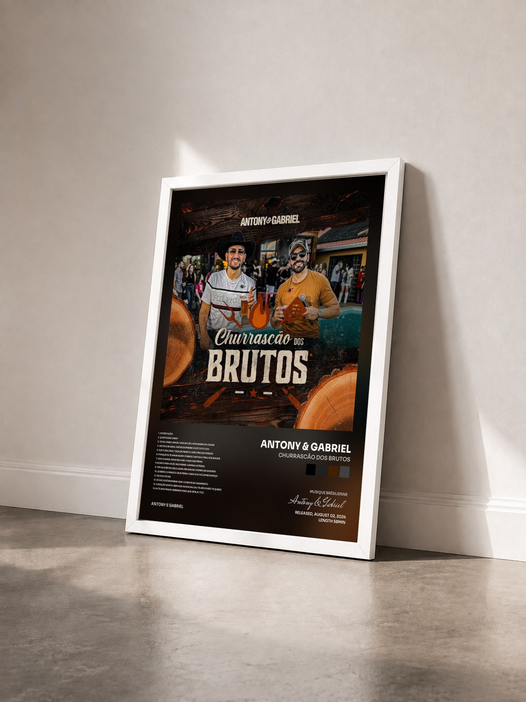 #blanc Churrascão dos Brutos by Antony & Gabriel as a framed art print seen at an angle, white frame