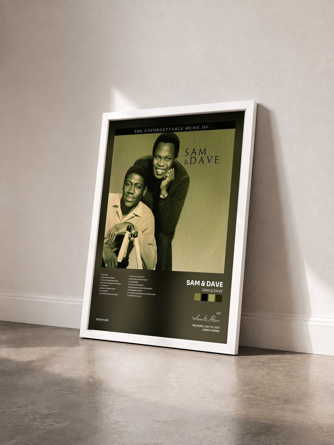 #blanc Tableau de l'album Sam & Dave de Sam & Dave vu de trois quarts, cadre blanc
