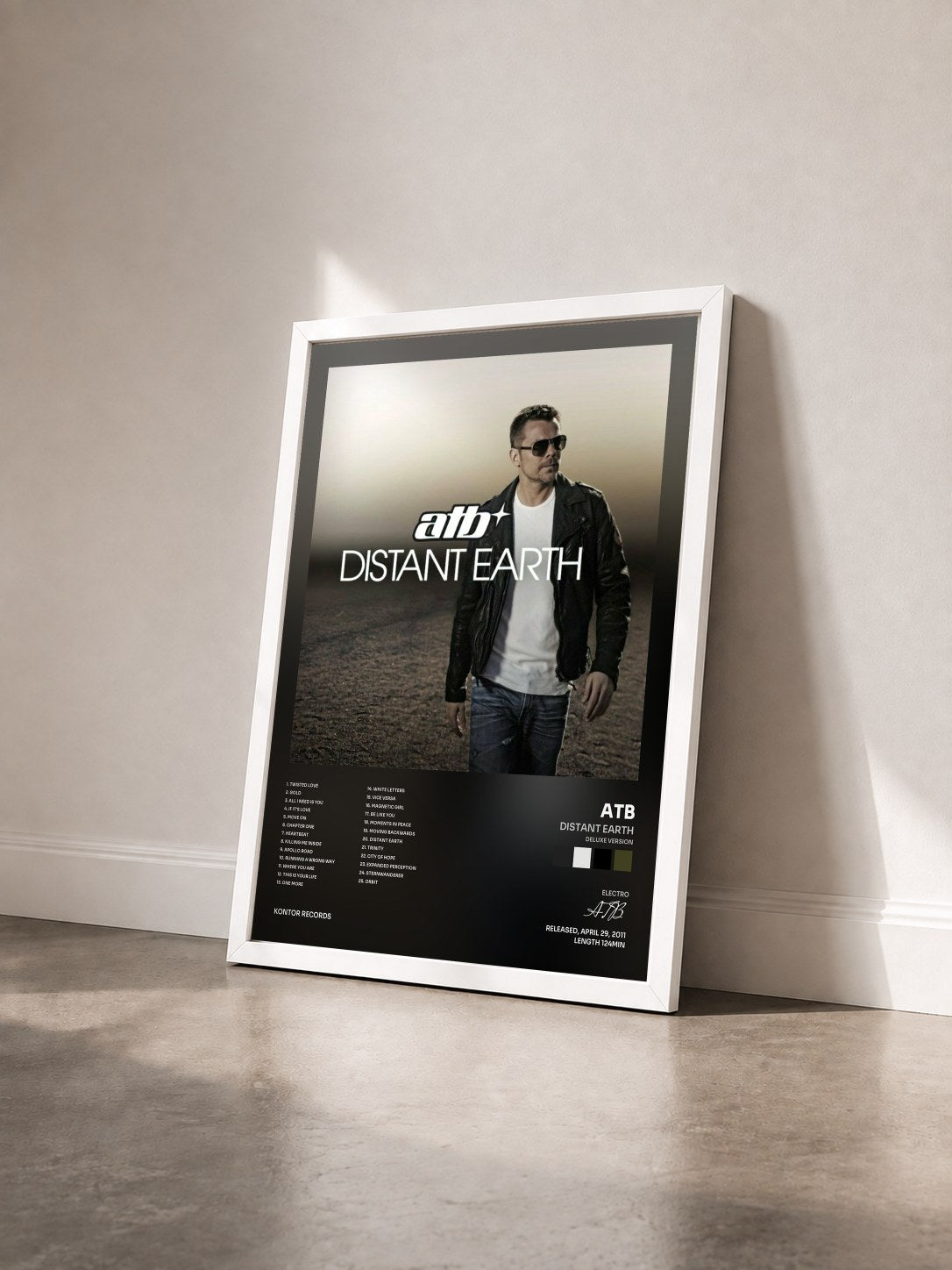 #blanc Tableau de l'album Distant Earth (Deluxe Version) de ATB vu de trois quarts, cadre blanc