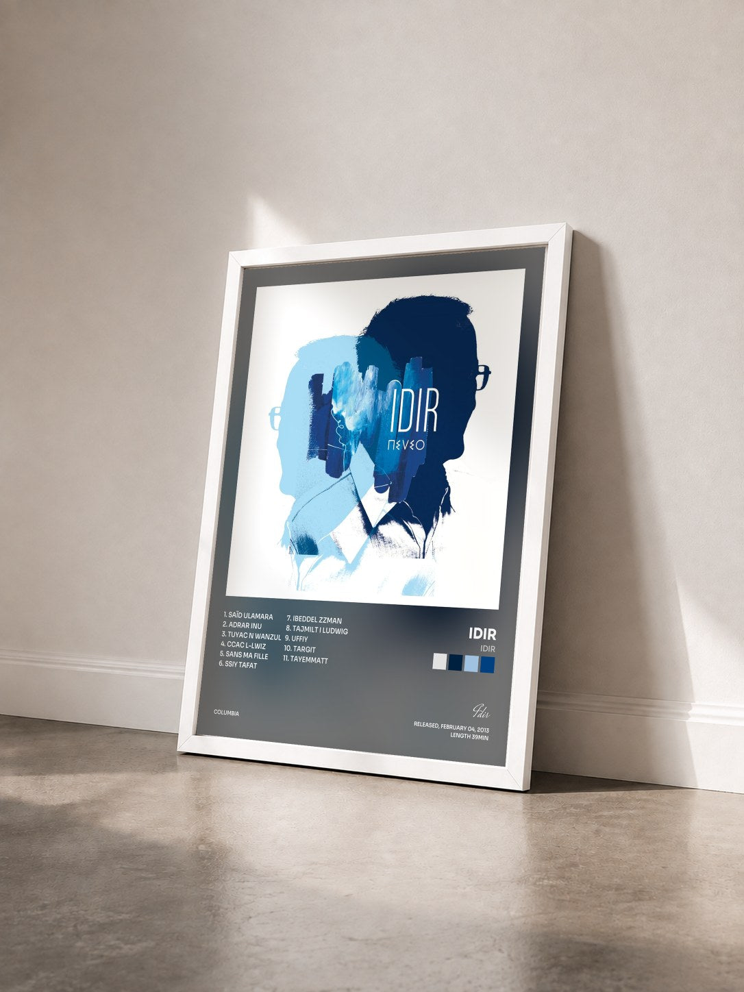#blanc Tableau de l'album Idir de Idir vu de trois quarts, cadre blanc