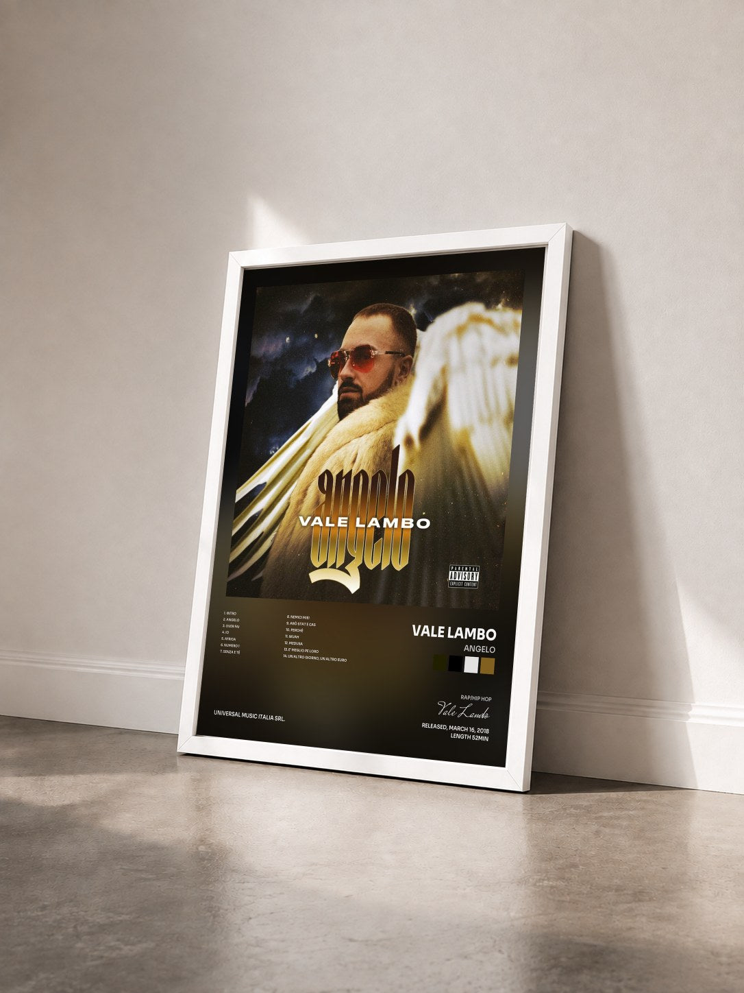 #blanc Tableau de l'album Angelo de Vale Lambo vu de trois quarts, cadre blanc